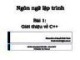 Bài giảng Ngôn ngữ lập trình - Bài 1: Giới thiệu về C++