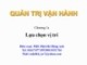Bài giảng Quản trị vận hành: Chương 1A - PhD. Đinh Bá Hùng Anh